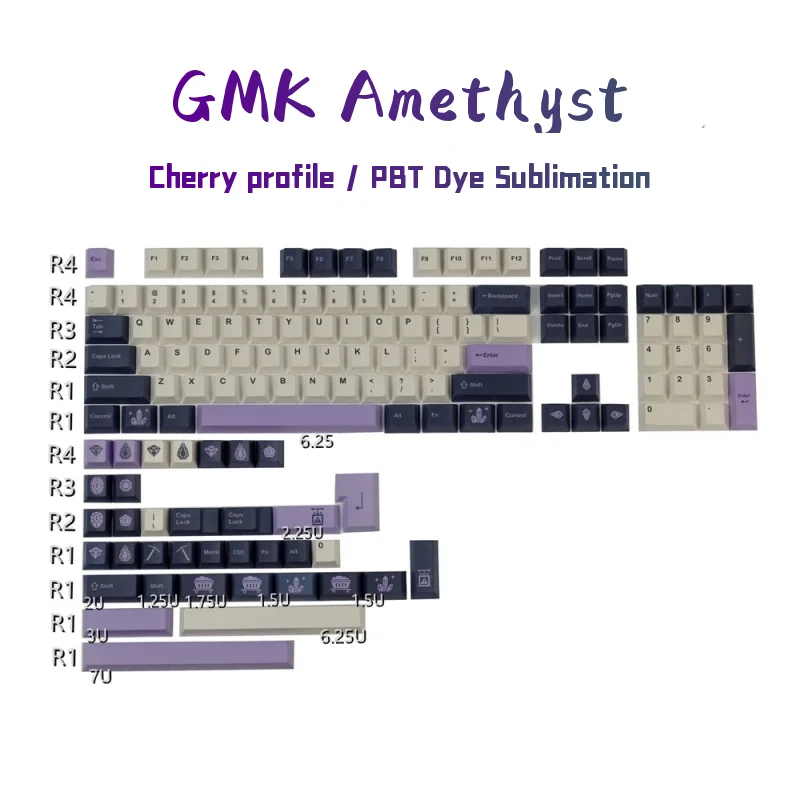 138 Key GMK Amethyst Keycap PBT Dye Sub Keycaps Cherry Profile Keycap For ANNE Ikbc Cherry MX GMMK Pro Mechanical Keyboard
