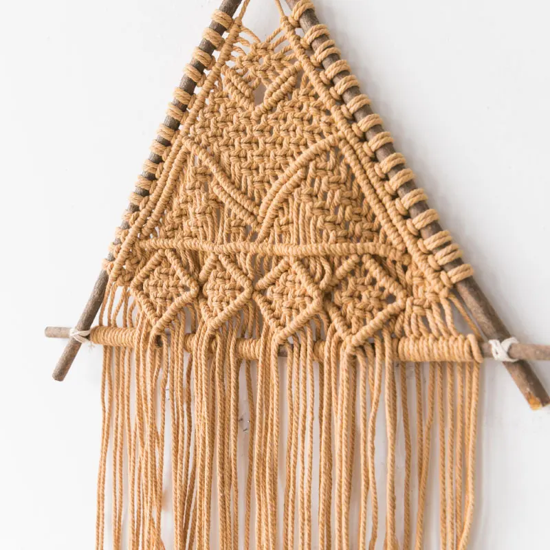 Настенный подвесной гобелен в скандинавском стиле ветки плетеный стол изголовье