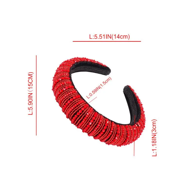 

Baroque Sponge Padded Bandana Colorful Crystal Beaded Wedding Bridal Hair Hoop X5XA