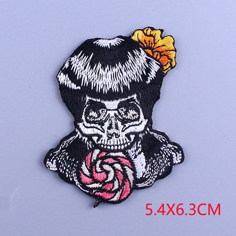

Skeleton Witch Patch Punk Embroidered Patches For Clothing Patch On Clothes Skull Iron On Patches Rock Biker Stripe For Clothes