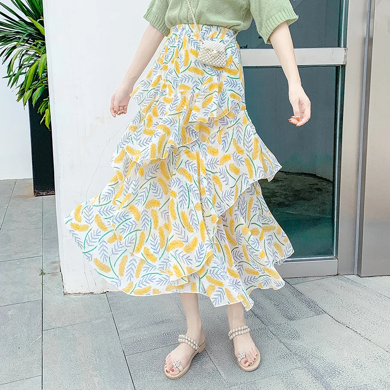 Лето 2019 Женская модная длинная юбка макси асимметричные юбки в стиле бохо