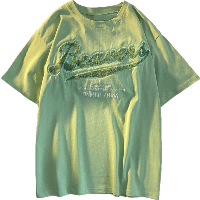 

Zoenova Blue Green Graphic T Shirts For Women Oversized Street Fashion Clothes 2021 Short Sleeve Cotton Cool Comfutable XL Tops