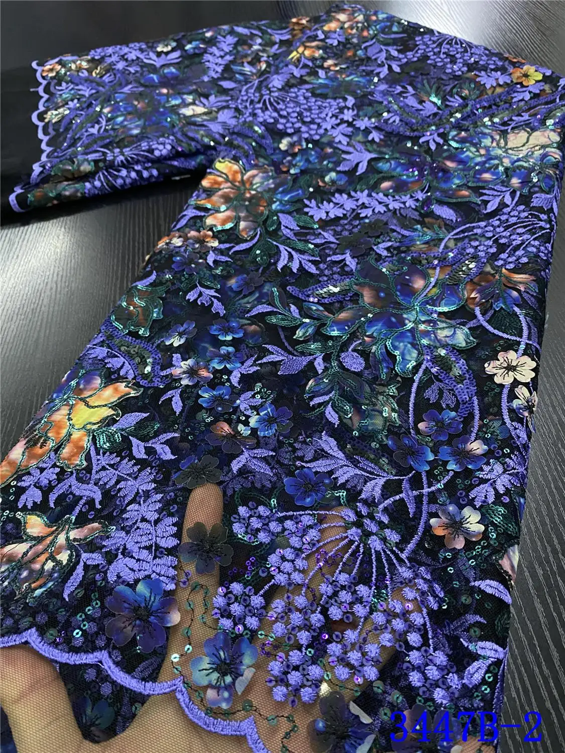 

French Nigerian Lace Fabrics With Sequins African Lace Fabric 2020 High Quality Lace French Tulle Lace Material Sewing YA3447B-1