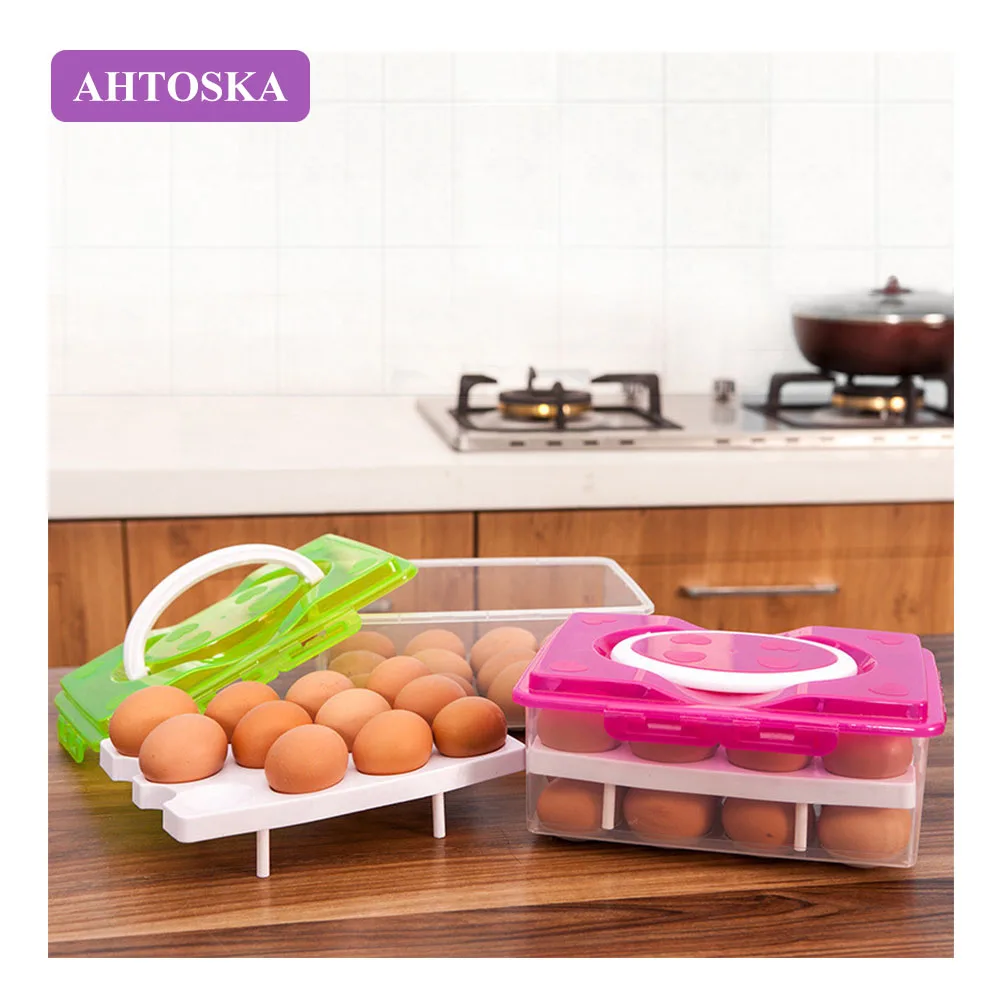 AHTOSKA Двойной Слои Ящик Для Хранения Яйц С24 Сетками Контейнер Портативный