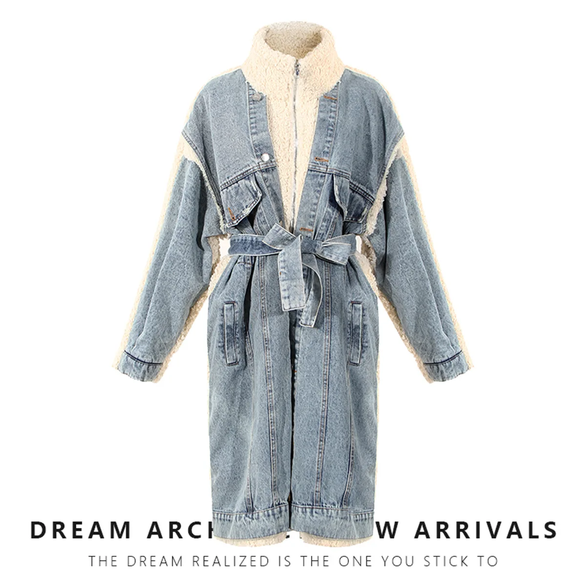 

Casual Thick Warm Blue Winter Coat for Women New Student Style Autumn Lamb Wool Jeans Denim Jackets Snow Basic Female Coat