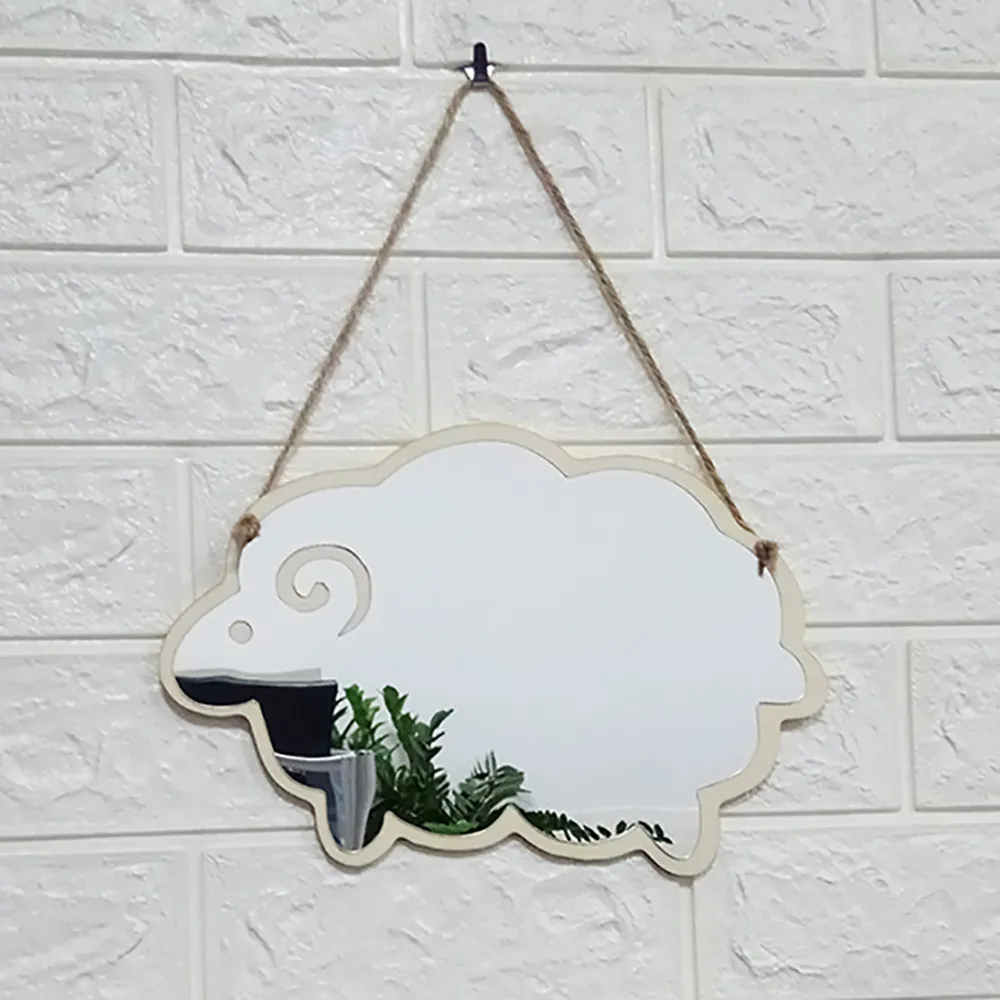 

Nordic Cartoon Decorative Mirror Bathroom Baby Room Rabbit Wood Acrylic Mirror Frame Creative Home Art Wall Decorations #763