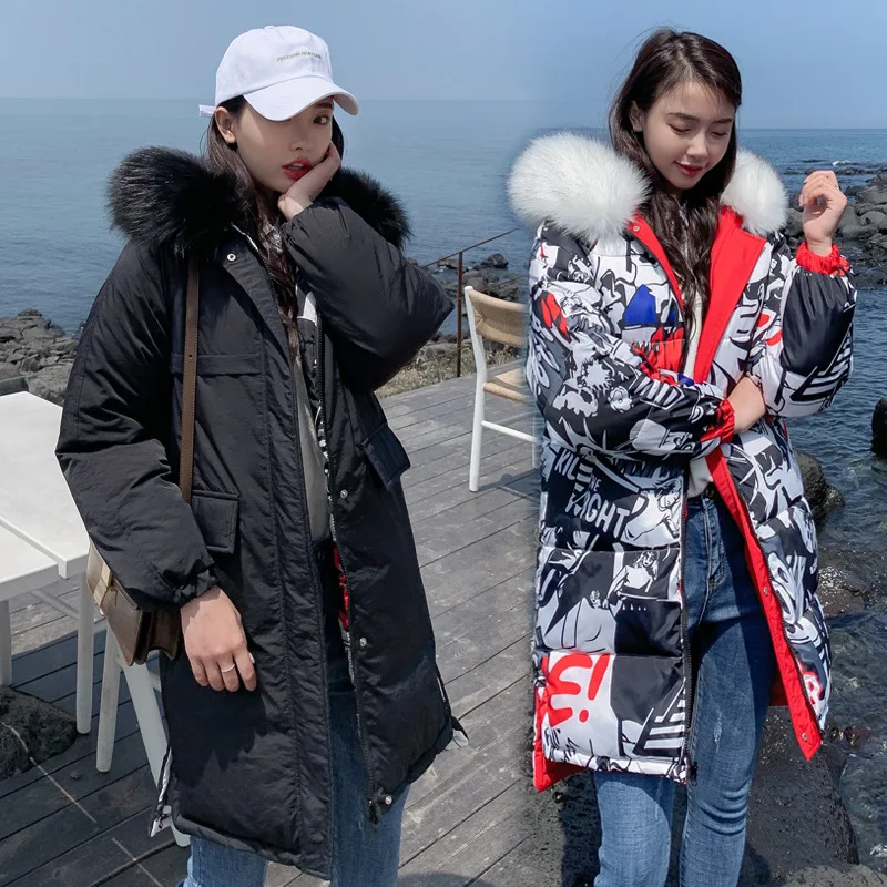 QIHUANG новая Двусторонняя одежда женское зимнее пуховое пальто Длинная Куртка