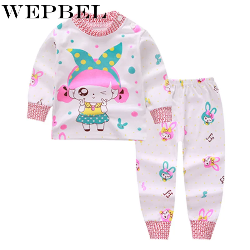 WEPBEL Children Cotton Underwear Autumn Winter Kids Boys Girls Warm Pajamas Baby Toddler Cartoon Clothing Sets | Детская одежда и