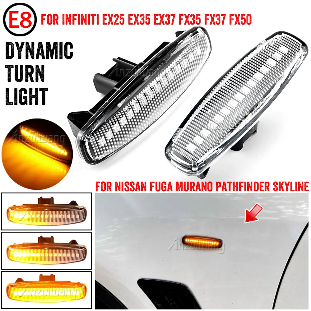 

For Infiniti EX25 EX35 FX35 G25 Q60 QX50 JX35 For Nissan Fuga Pathfinder Murano Skyline Dynamic Turn Signal Light Side Marker