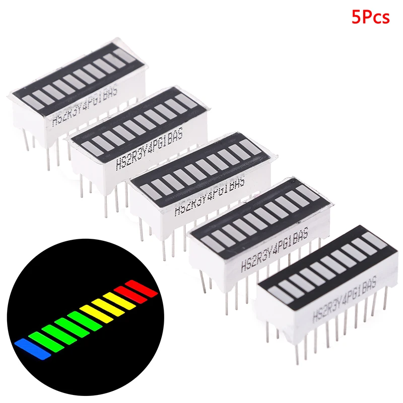 HELTC 5PCS LED Display Module 10 Segment Color Bargraph Light Bar Graph Ultra Bright Red Yellow Green Blue Hot | Инструменты