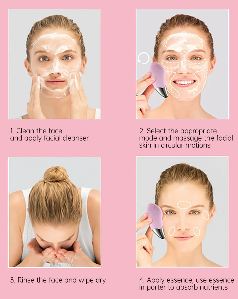 

Mini Electric Face Cleansing Brush Silicone Sonic Electric Facial Cleanser Deep Washing Face Massager Facial Cleansing Brush