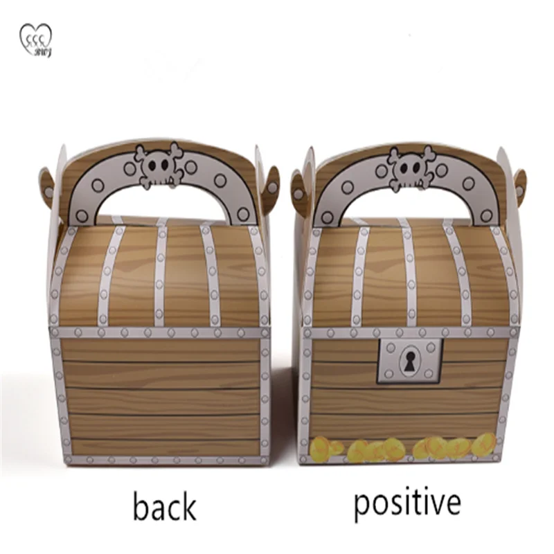 

Portable Treasure Gift Box Square Folding Wood Grain Cookie Chocolate Cake Candy Packaging Bag Birthday Party Halloween Supplies