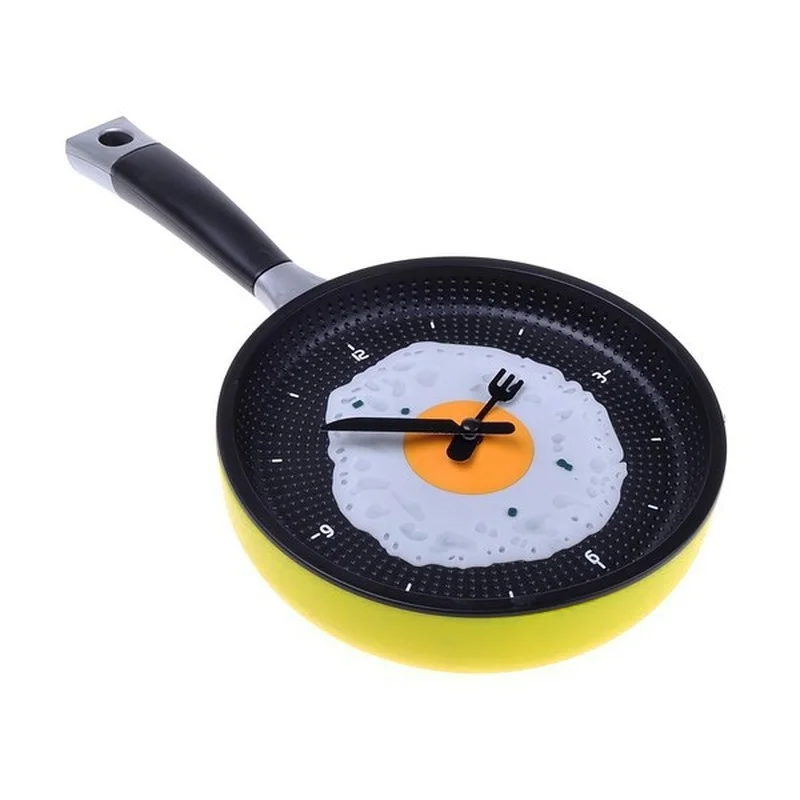 

Home Decoration New Frying Pan Clock with Fried Egg - Novelty Hanging Kitchen Cafe Wall Clock Kitchen Indoor decorations 14inch