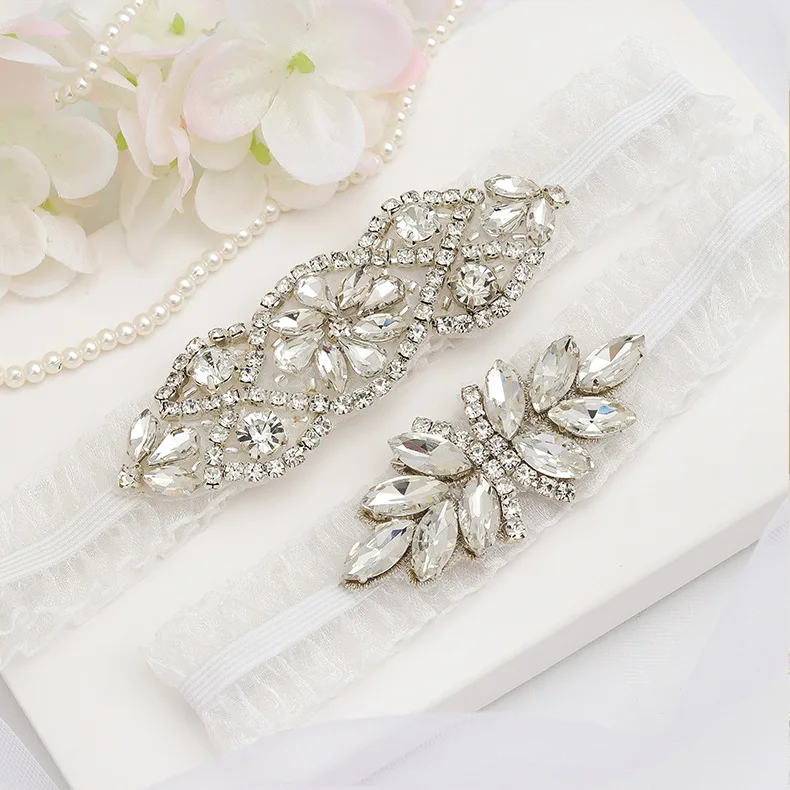 Белый комплект свадебной Подвязки/атласная лента из сетчатого материала ручной