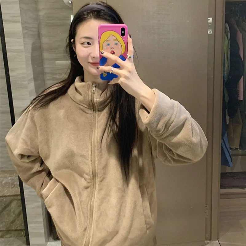 

New Sport Style Coral Fleece Pajamas Women's Outer Wear Cardigan Sweater Suit Autumn Winter Flannel Sleepwear Set Home Clothes