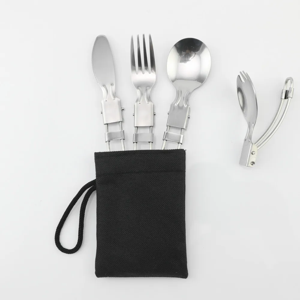 Складная посуда из нержавеющей стали для пикника и кемпинга|Столовые приборы