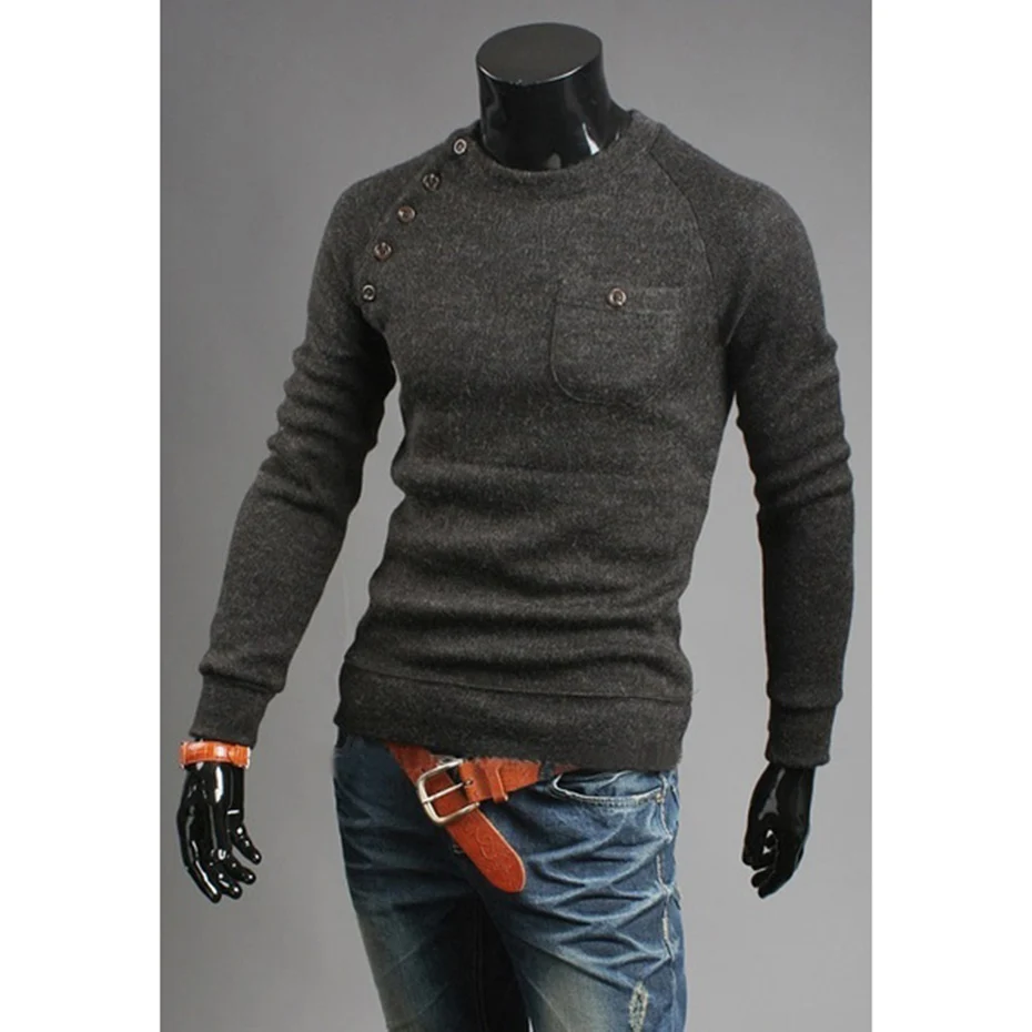 

Zogaa New Brand Men's Sweaters Fashion O-Neck Solid Color Single Pocket Design Long Sleeve Pullover Drop Shipping 3 COLOR