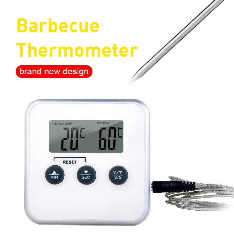 

Водонепроницаемый Кухонный Термометр с таймером и длинным зондом, устройство для обнаружения пищи, барбекю, мяса, сигнализация температуры