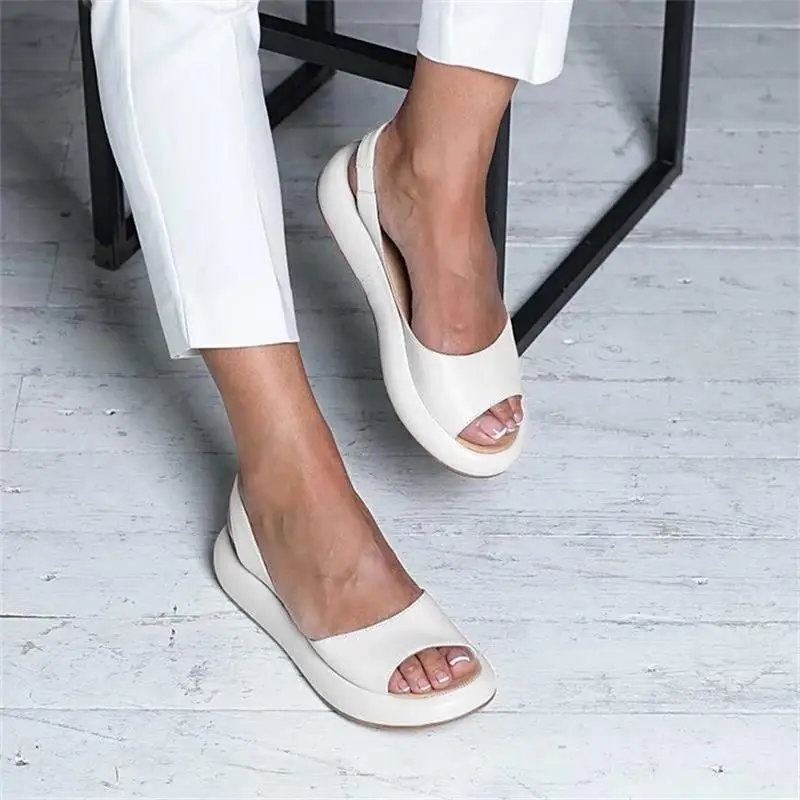 

Women Sandals 2021 Summer Women Flat Fish Mouth Sandals Thick Bottom SOft Sole Casual Shoes Ladies Platform Sandals Plus Size 43