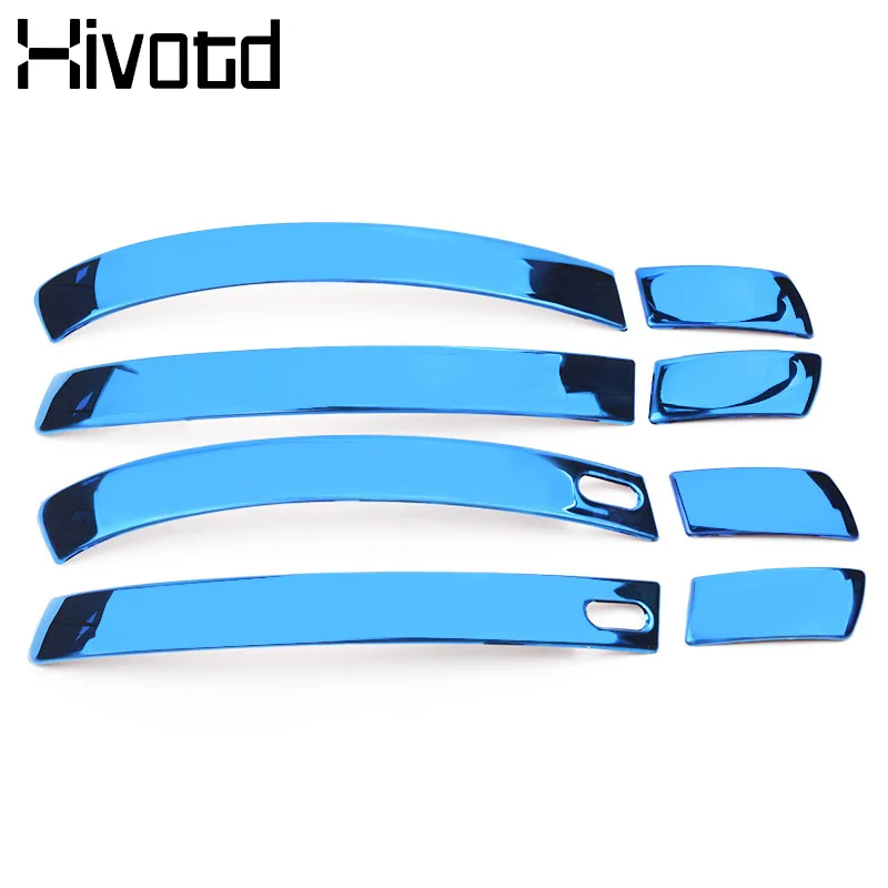 blue-Handle Cover Hivotd для Skoda Kodiaq шкода кодиак ABS Хромированная дверная ручка Крышка отделка автомобиля-Стайлинг Защита аксессуары украшения части ,автотовары аксессуары для авто - Цвет: blue-Handle Cover