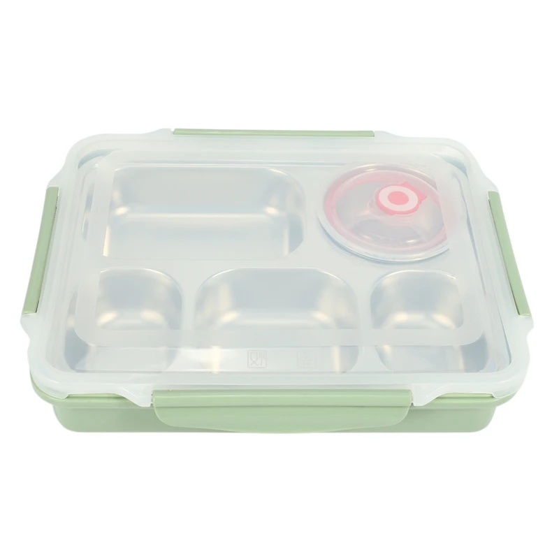 

5 Compartments Lunch Box Stainless Steel Leak-proof large Bento Boxes Soup Container School Dinnerware