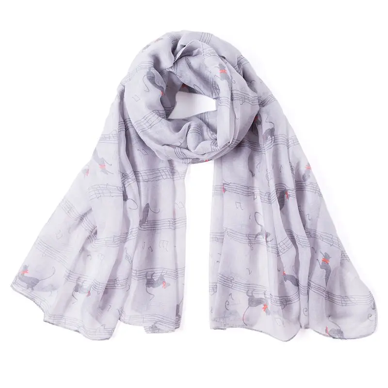 

Sheet Music Cat Scarf 90*180CM Fashion Ladies Spring Sunscreen Thin Cute Korean Style High Quality Accessories Scarf Shawls