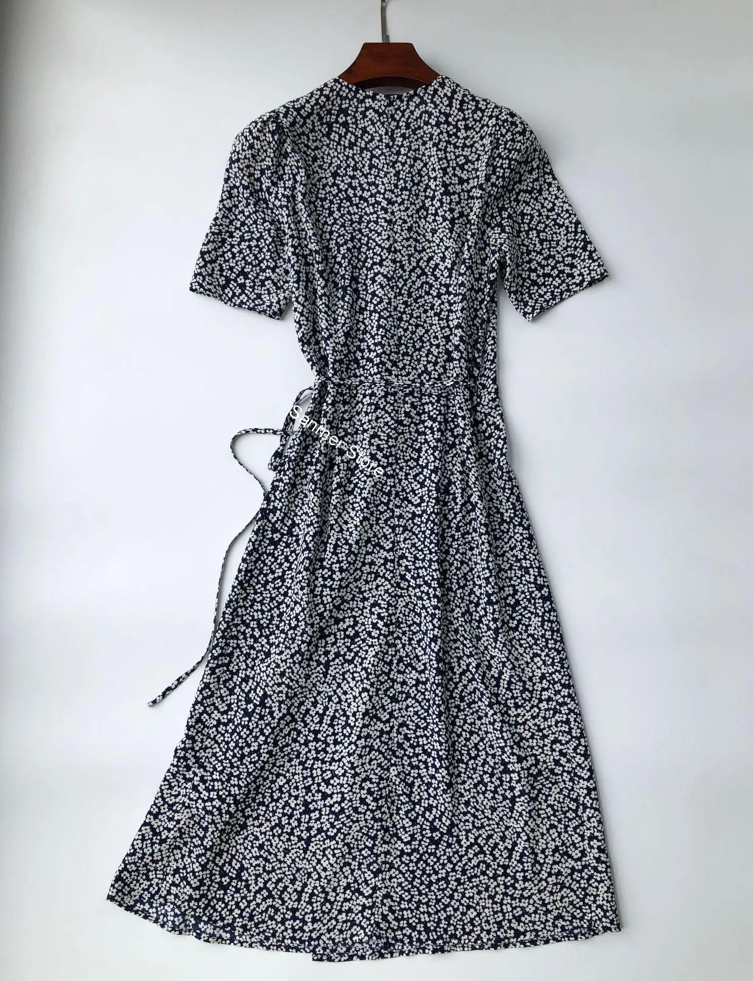 Женское платье с запахом V образным вырезом и цветочным принтом|Женские платья| |