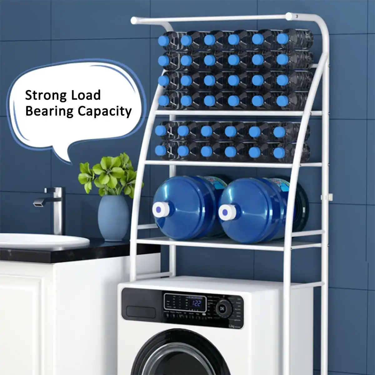 

Bathroom Storage Shelf Toilet Space Saver Shampoo Holder Shelves Rack Washing Machine Kitchen Storage Accessories Organizer