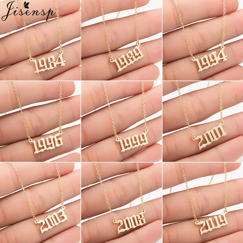 Ожерелье Jisensp с цифрами на год для женщин цепочка заказ 1980 1994 1999 подарок день