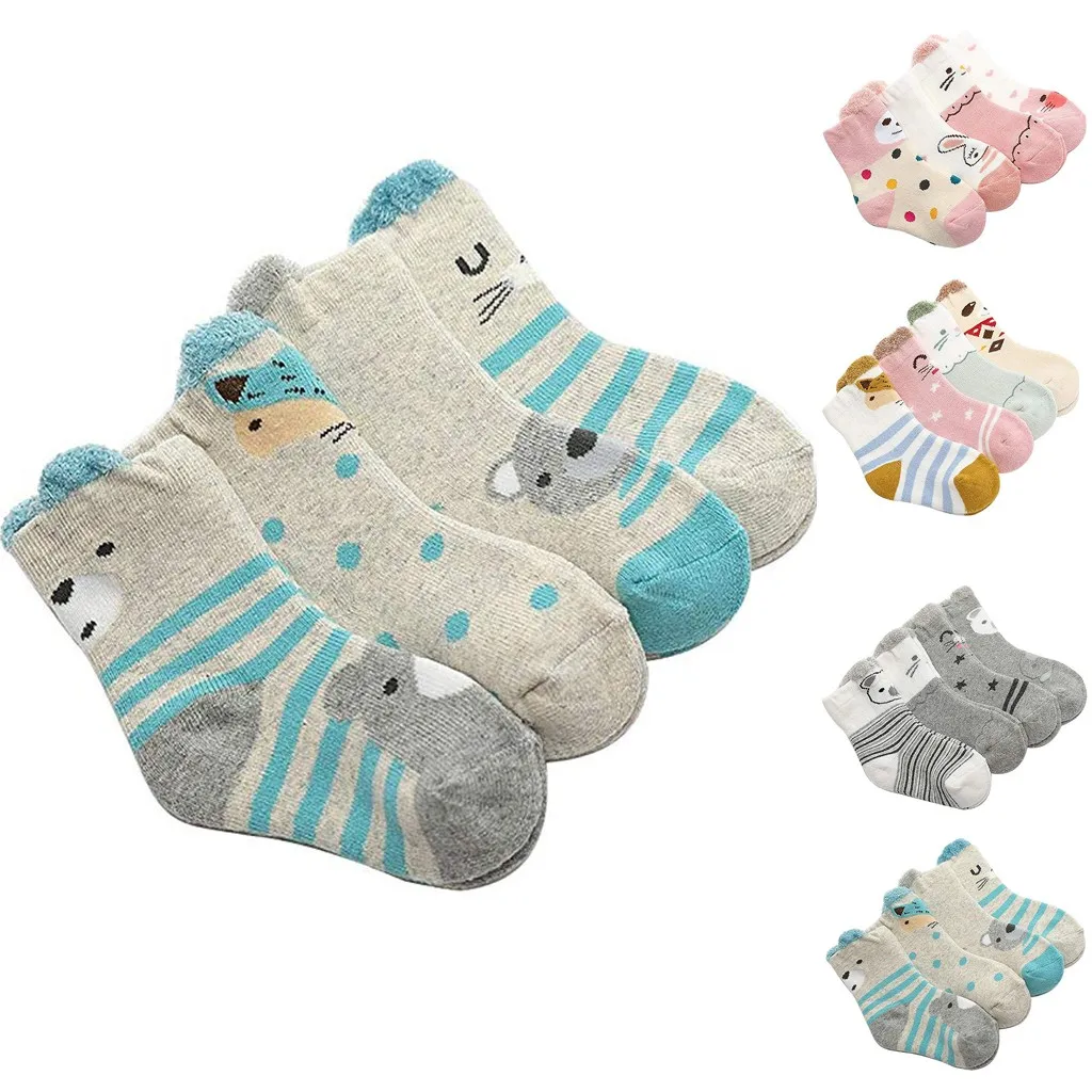 Fox Bear Cat Dog Pattern Knee High Socks Toddler Baby Girls Boys Children Cute Cartoon Animal Autumn Winter Stretchy Warm Sock | Детская
