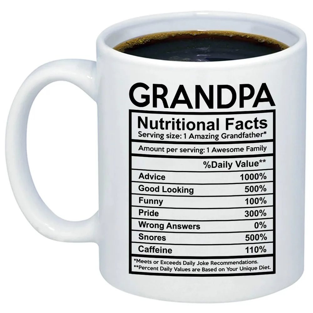 Подарок Для дедушки питательные факты этикетка кофейная кружка забавная