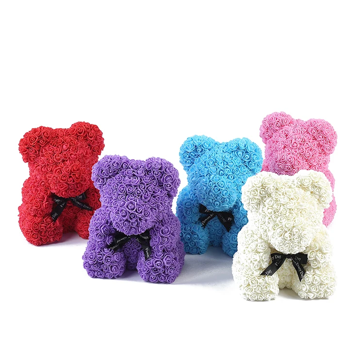 Медвежонок из искусственных роз ко дню св. Валентина (25 см)|Искусственные и сухие