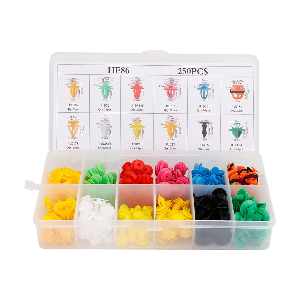 

250Pcs Car Door Card Panel Trim Clips Fastener Retainer Push Rivet Kit