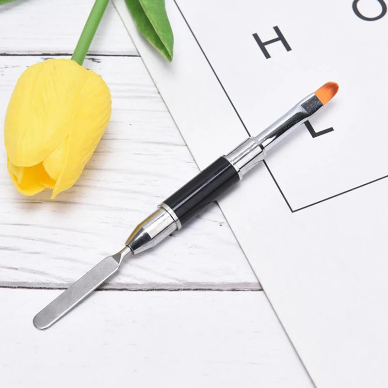 

2-In-1 Double-Ended Dual-Use Nail Tool Nail Pen Poly Nail Gel Brush And Picker Stainless Steel Gel Color Bar Flower Brush