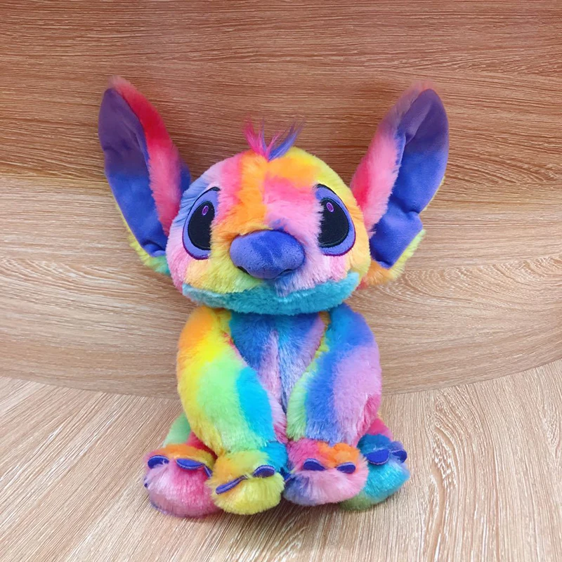 

New Disney Stitch Mickey Mouse Anime Creative Rainbow Kawaii Plush Toy Little White Dog Devil Doll Room Ornament Christmas Gift