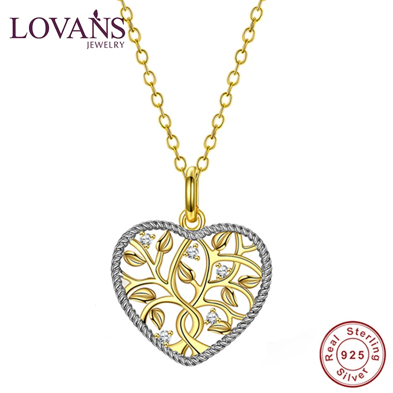 

LOVANS Silver Necklace Light Gold Plated Twisted Rope heart shape Tree Of Life Necklace For Mother Girlfriend Family
