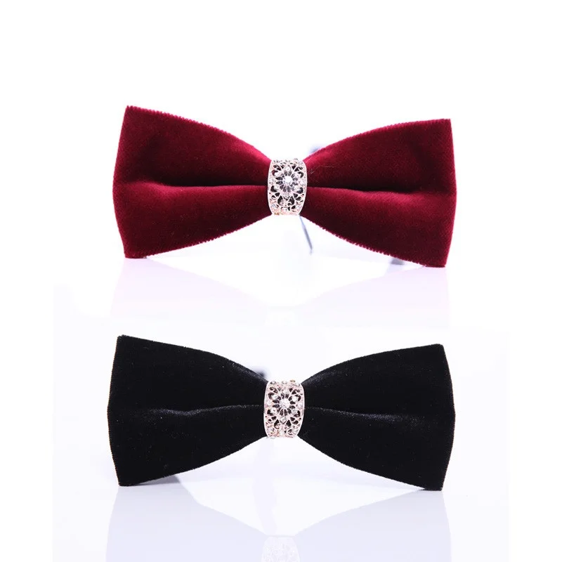 

High Quality 2020 New Velvet Bow Ties Men Noble Diamond Designers Brand Butterfly Bowties Shiny Romantic Wedding Bow Tie