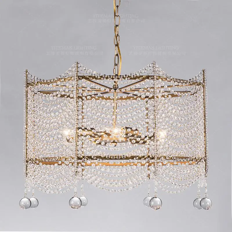 Французская хрустальная люстра 3 светильник уникальный дизайн из бисера