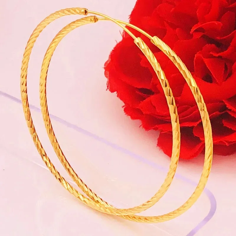 Diametern 60mm Hyperbole Big Circle Hoop Earrings 18K Gold Fashion Large Earrings for Women