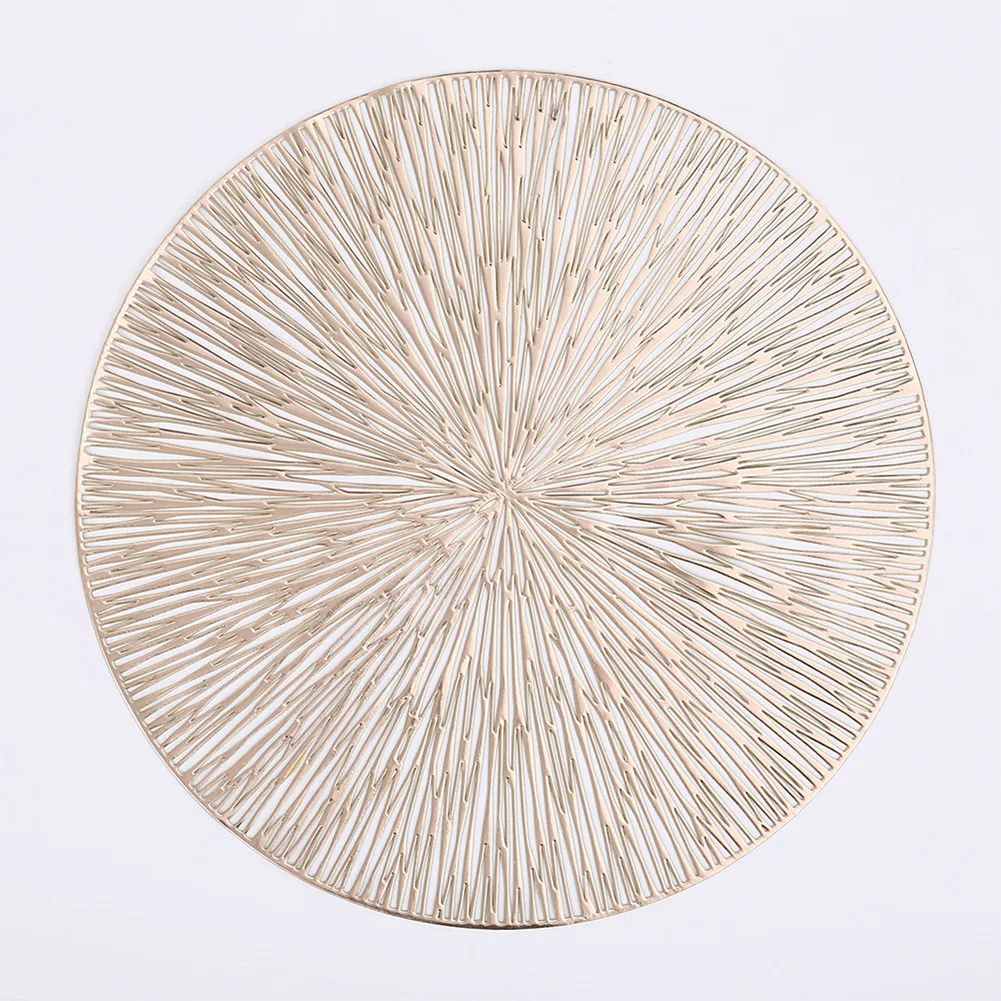 

6PCS Round Placemats Decoration Meal Mat PVC Anti-Hot Dining Table Mat Non Slip Table Mats Home Decoration Pad Coaster