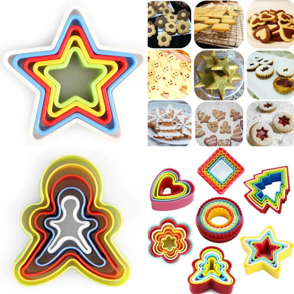 

5 Pcs/Set Fondant Cake Cookie Cutter Mold Colorful Plastic Biscuit Moulds Fruit Cutter Lovely Shape Baking kitchen Accessories