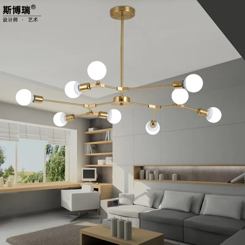 Северная Европа лаконичный Золотой гостиной люстра ветка лампа современный