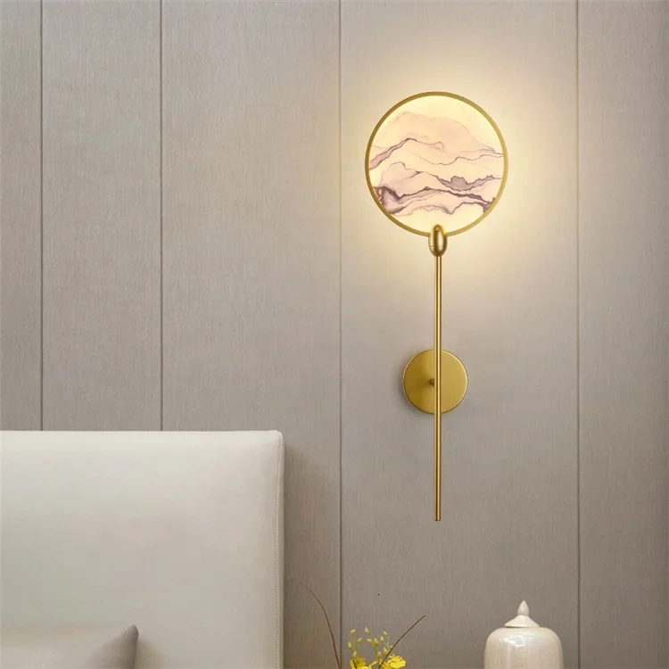 Современная акриловая лампа в восточном стиле настенное бра золотого цвета для