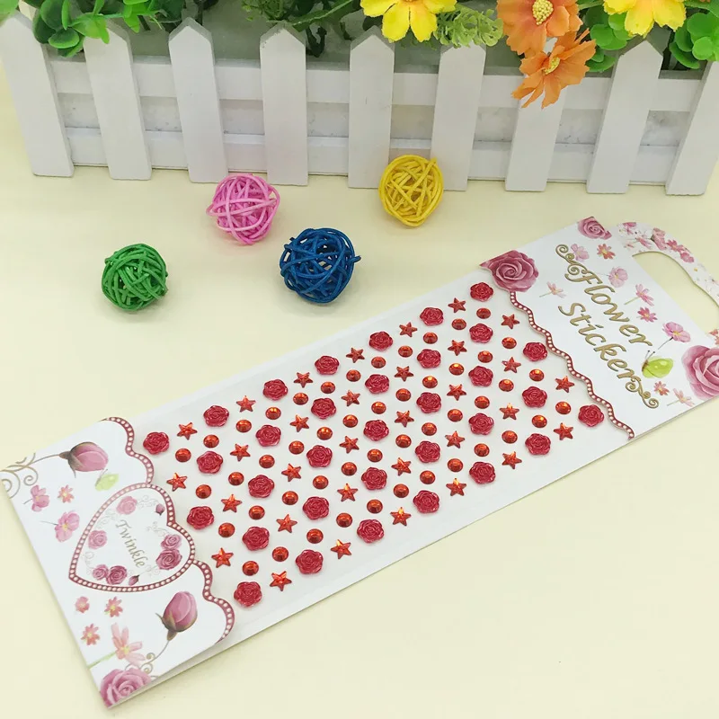 

Children's Rose Diamond Sticker DIY Creative Handmade Decoration Crystal Acrylic Diamond Paste Paper Sticker Pack Stickers