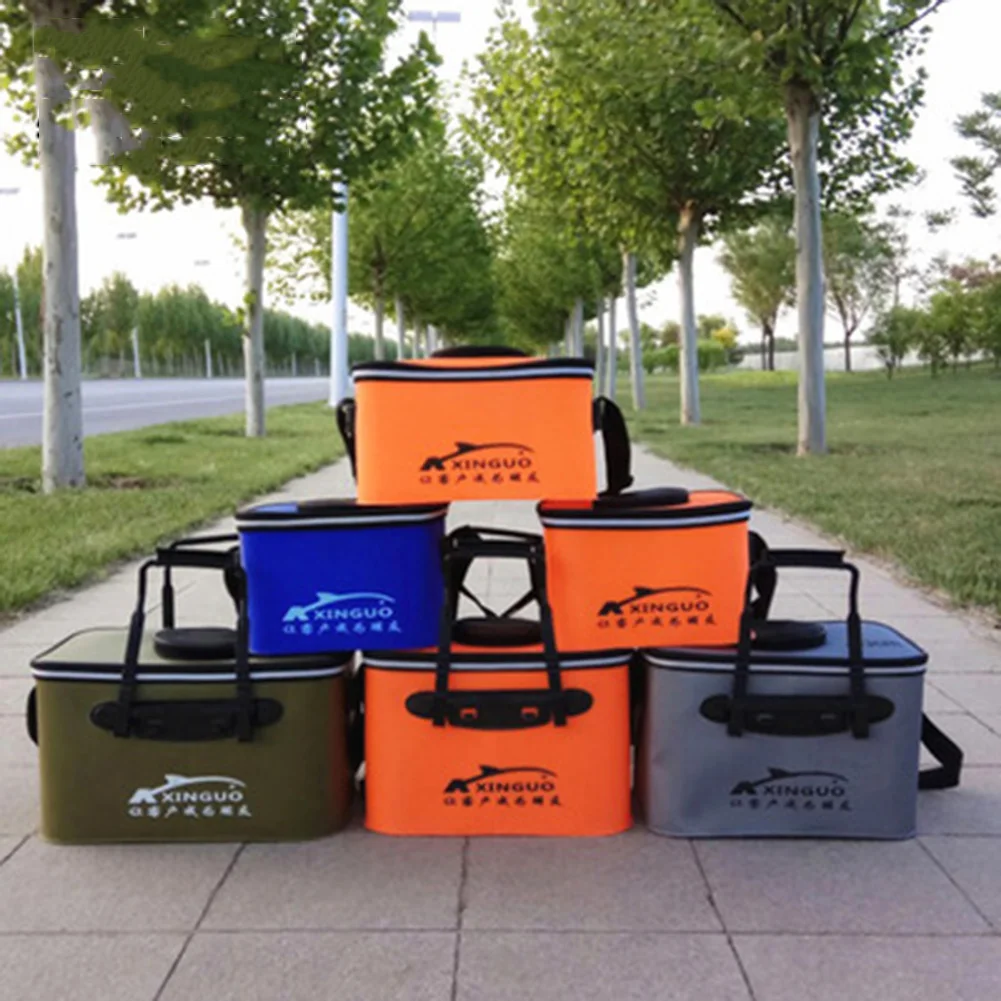 

30-50cm Portable EVA Fishing Bag Collapsible Fishing Bucket Live Fish Box Camping Hiking High Capacity Fish Bucket With Strap