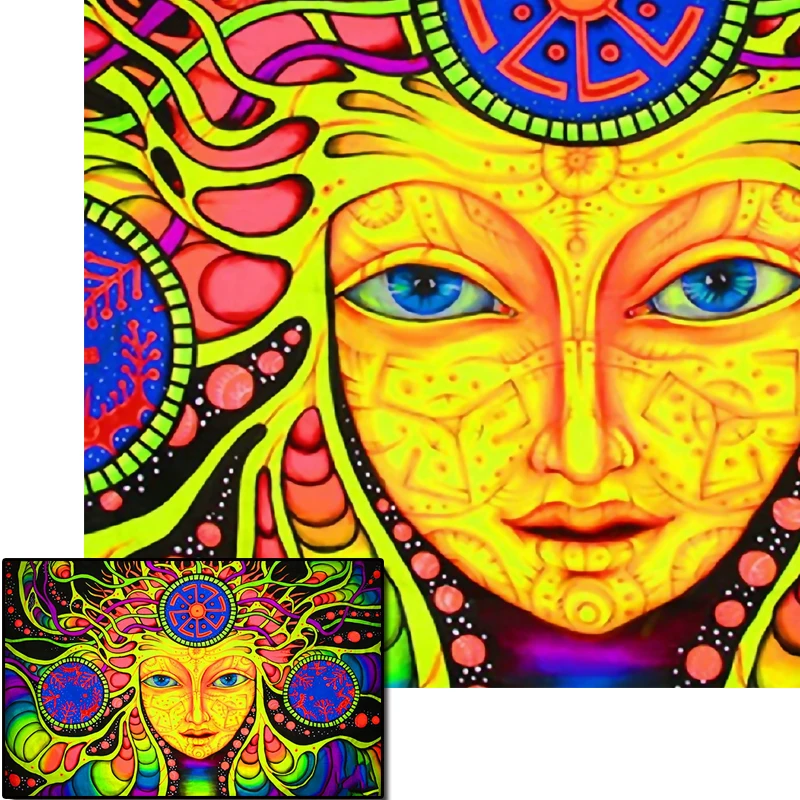 Картина на холсте Абстрактная цветная буддистская Дева настенная живопись
