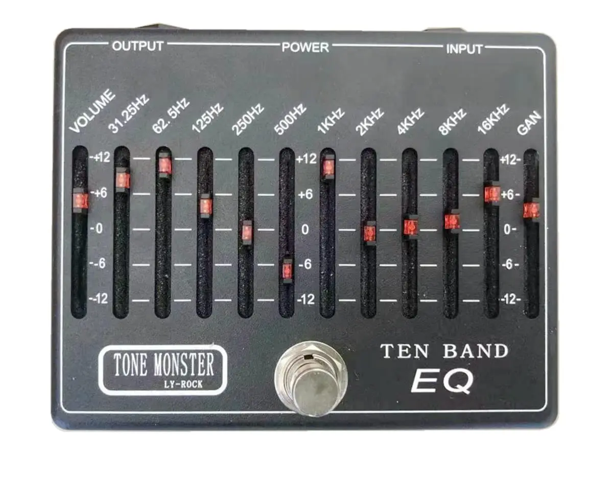 LYR PEDALS（LY-ROCK）,Guitar effect pedal Ten band EQ pedal,guitar10 band equalization classic effect pedal, black ,True bypass