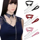 Ошейник в стиле Харадзюку, черный круглый чокер из искусственной кожи