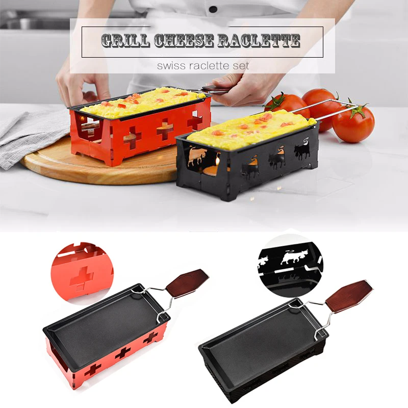 Milk Cheese Portable Non-Stick Metal Cheese Raclette Oven Grill Plate Rotaster Baking Tray Stove Set Kitchen Baking Tool