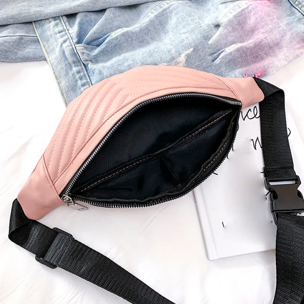Women Striped Pockets Fashion Fanny Pack Diagonal Chest Phone Purse Travel Versatile Shoulder Bag candy color banana waist bag